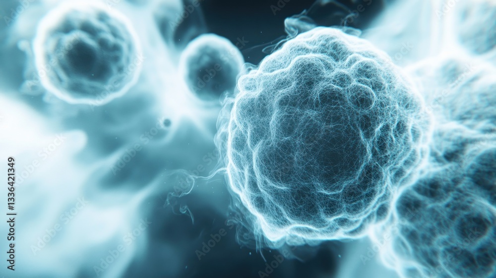 Poster These spherical structures resemble microscopic entities floating in a field
