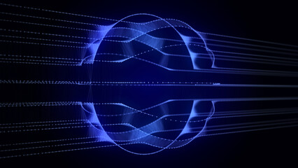 Blue sphere consisting of points and lines. Modern wireframe elements. Technology grid sphere. 3d rendering.
