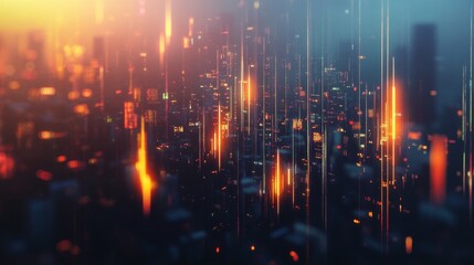 Fototapeta premium Visualize forex trading trends global market abstract glowing candlestick chart digital environment futuristic viewpoint