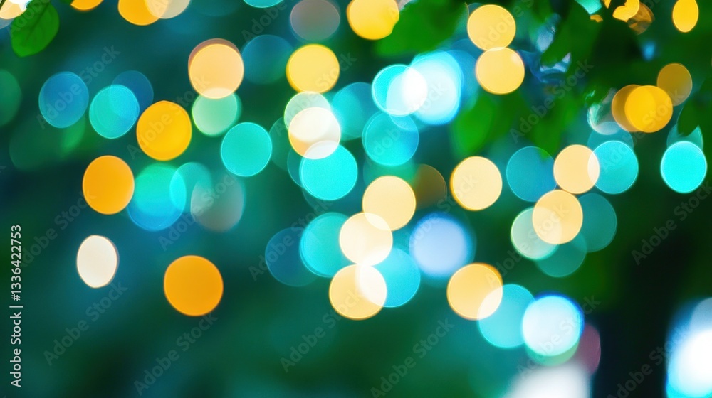 Poster Festive blurred colorful lights creating a beautiful bokeh pattern