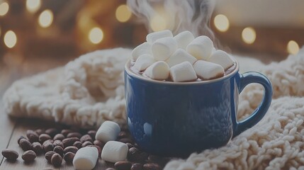 Cozy hot chocolate with marshmallows