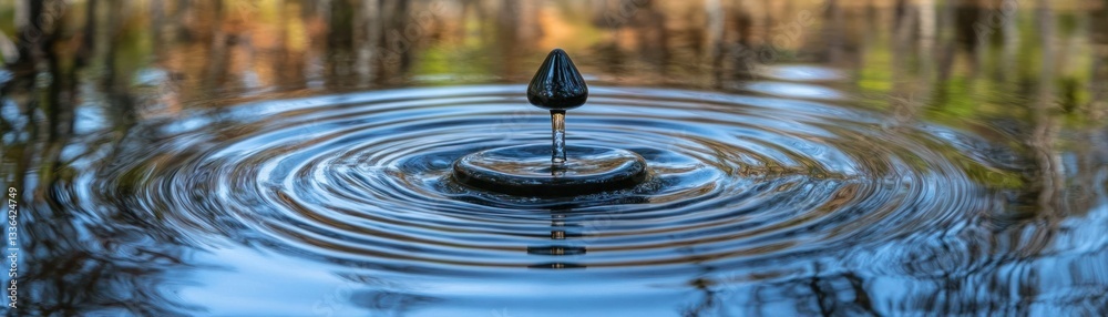 Poster A dark object sits surrounded by water with circular ripples