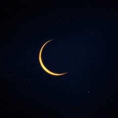 Naklejka premium Golden Crescent Moon in Starry Night Sky