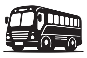 Black School Bus Vector Illustration for Transportation Design Elements