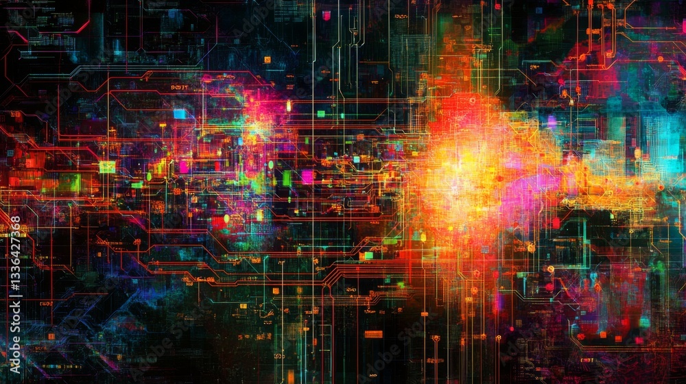 Aufkleber visualizing machine learning in gigapixels abstract art digital realm conceptual display technology 