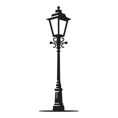 Vintage street lamp vector silhouette timeless city lighting solution