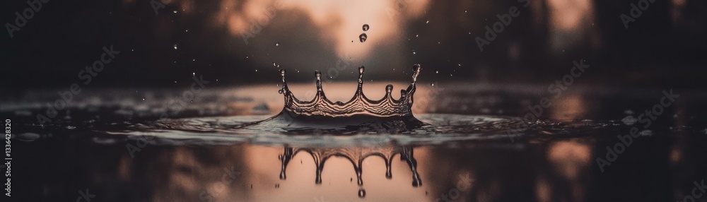 Poster a crown like water splash forms a dynamic water display