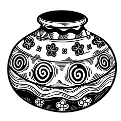 Holi Festival Color Bucket Outline