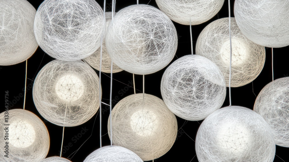 Poster decorative light fixtures made with hanging string sphere globes