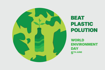 World Environment Day Concept, Stop Pastic Polution & Save The World