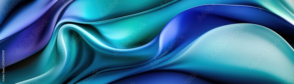Poster abstract image of smooth flowing colors in teal and blue