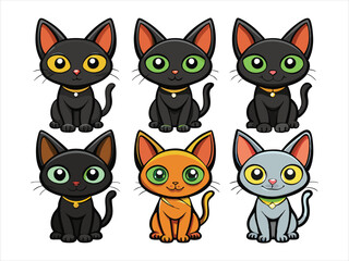 Fototapeta premium Cute Black Cat Silhouettes Set for Design