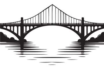 Graceful Bridge Silhouette Vector Image for Urban Landscape Design