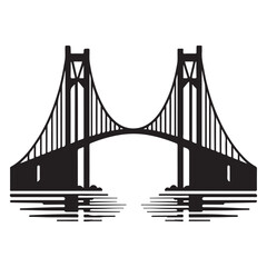 Iconic Suspension Bridge Silhouette Vector for City Branding