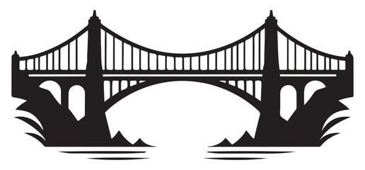 Majestic Bridge Vector Silhouette Illustration Architecture Design Download