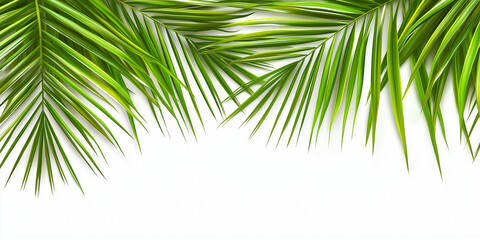Isolated palm leaves branches against a clean white background for a minimalist summer look