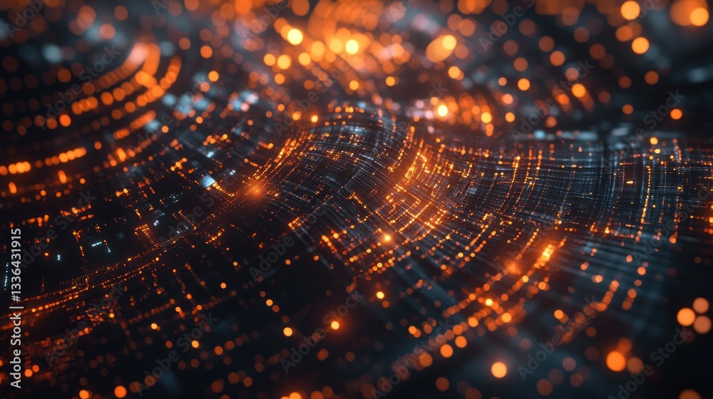 Poster Abstract depiction of an illuminated digital network grid
