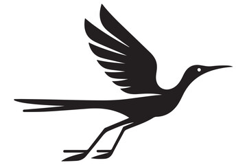 Roadrunner Silhouette Illustration Speeding Across Desert with Distinctive Crest