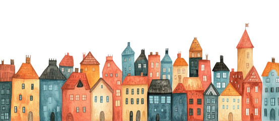 PNG Fantasy town building border buildings architecture illustration.