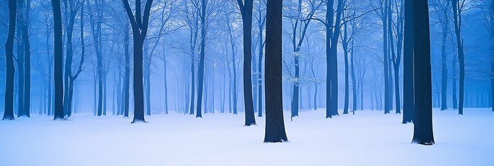 Winter Forest Pathway in Blue Haze