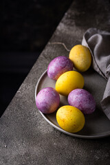 Easter eggs painted with natural dye