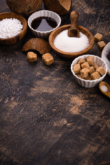 Various sugar replacement, healthy sweetener concept