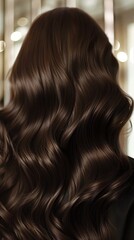 Naklejka premium Portrait Of Beautiful Young With Long Wavy Hair. Back view