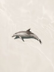 Fototapeta premium Digital illustration of a dolphin swimming in the ocean. the dolphin is in the center of the image, with its body facing towards the right side of the frame.
