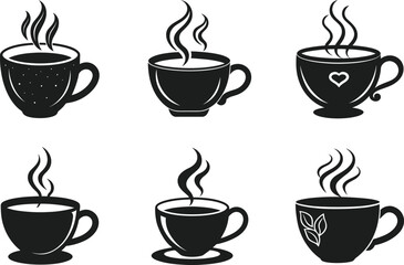 Set of Elegant Steaming Coffee Cup Vectors – Perfect for Mother’s Day and Cafe Designs