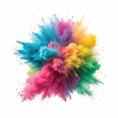 Fototapeta premium realistic 3d powder explosion of rainbow and holi colored isolated on white background.