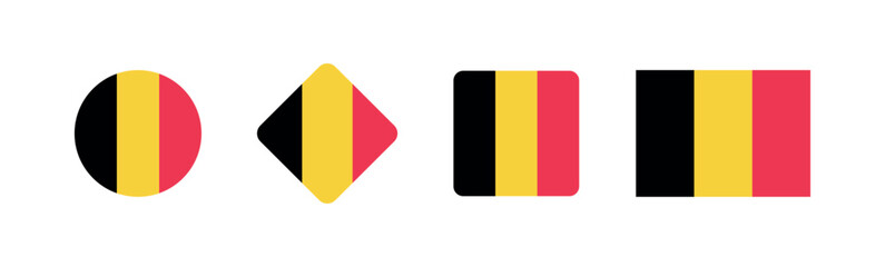 Fototapeta premium Vector Belgium National Flag icon collection. Flag set of Belgium various styles.