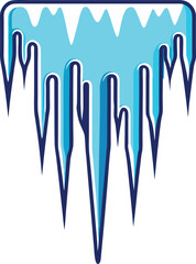 Melting Icicles Frozen Winter Vector, Illustrated vector of melting, sharp icicles hanging from a surface, symbolizing winter, cold temperatures, and freezing weather conditions.  
