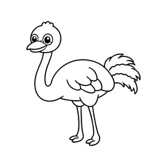 ostrich cartoon coloring page