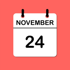 November 24. Daily Calendar icon for design. Simple design for business brochure, flyer, print media, advertisement. Easily editable.