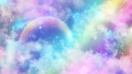 Pastel Rainbow Cloudscape: A Dreamy Celestial View