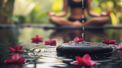 woman in spa in nature in Bali. Selective focus.
