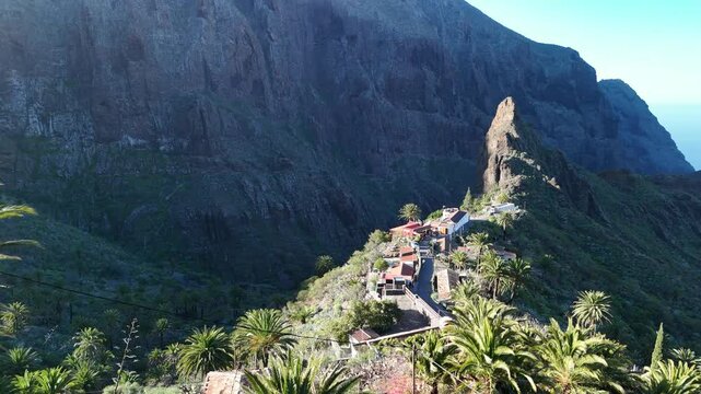 breathtaking aerial views of Masca village nestled in the mountains of Tenerife