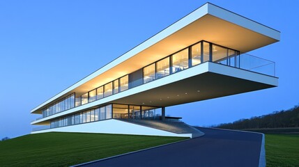 Fototapeta premium Modern Architectural Design of a Sleek Contemporary Building Structure