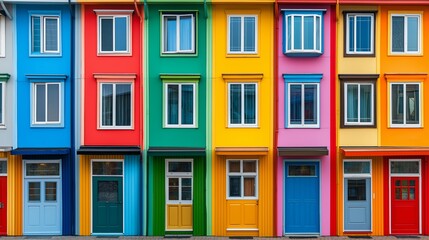 Obraz premium Brightly colored buildings in a vibrant neighborhood showcasing architectural diversity and charm