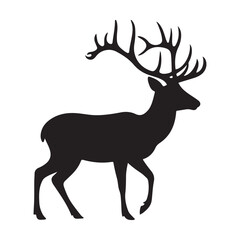 Obraz premium Elegant Black Silhouette of a Deer with Antlers