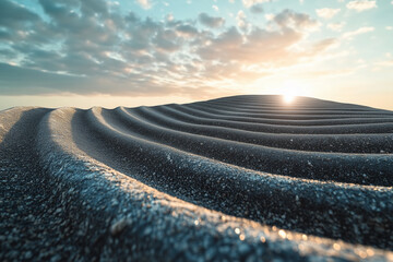 Stunning Sand Dunes at Sunset Desert Landscape with Rippled Texture