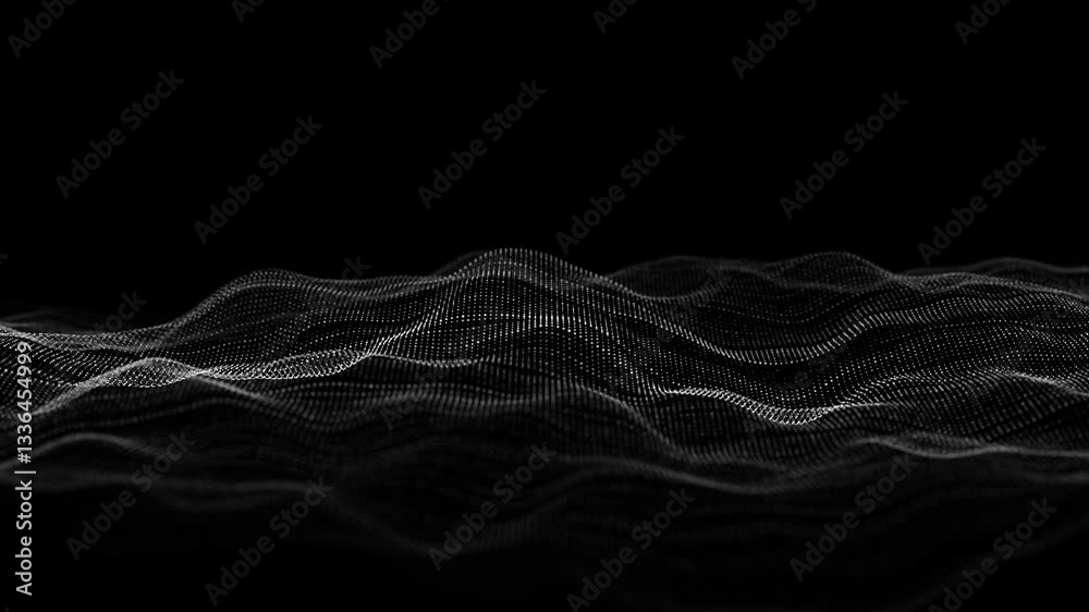Aufkleber dynamic black wave of particles. abstract futuristic background. big data visualization. 3d renderin