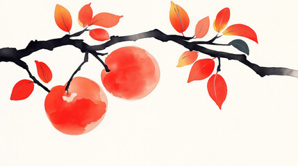 Ink style peach illustration