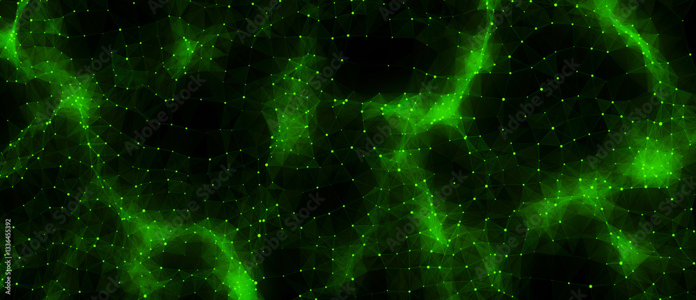 Aufkleber dynamic green wave of particles and lines. abstract futuristic background. big data visualization. 3