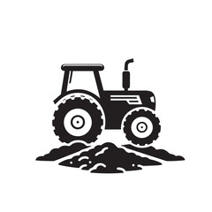 Obraz premium Vector silhouette of tractor on a white background