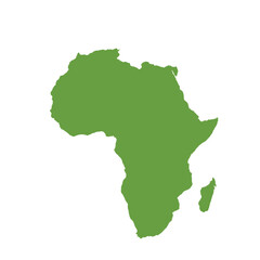 Map of Africa, sign silhouette. World Map Globe. Vector Illustration isolated on white background. African continent.