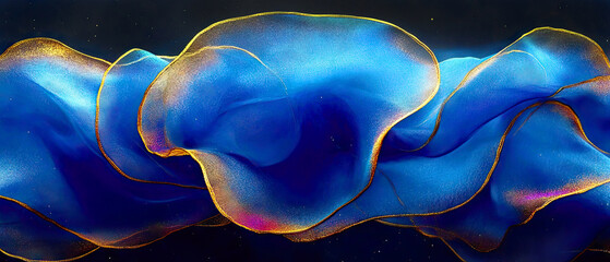 Naklejka premium Blue Gold Abstract Wave