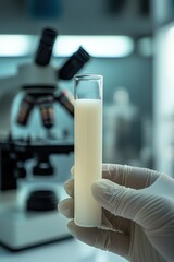 Sperm examination in the laboratory. Selective focus.