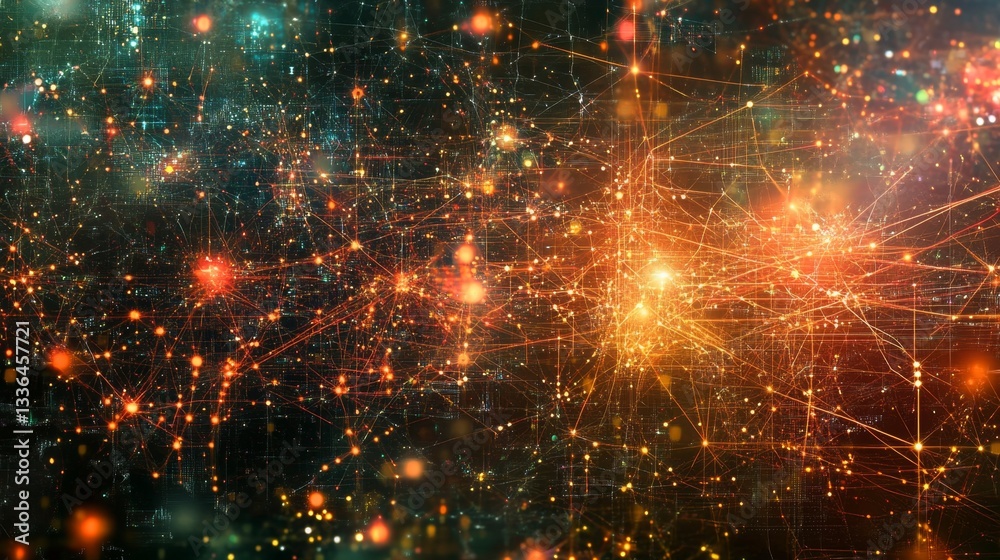 Poster designing an abstract machine learning system virtual space digital artwork tech environment creativ