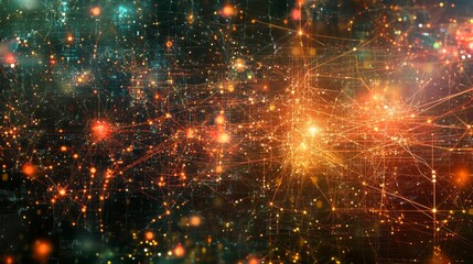 Obraz premium Designing an abstract machine learning system virtual space digital artwork tech environment creative viewpoint glowing gigapixel concept